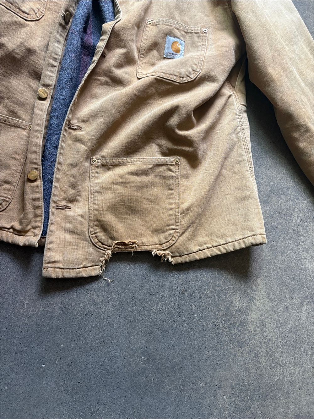 Carhartt Brown Canvas Field Jacket with Corduroy Collar - Picture 4 of 7